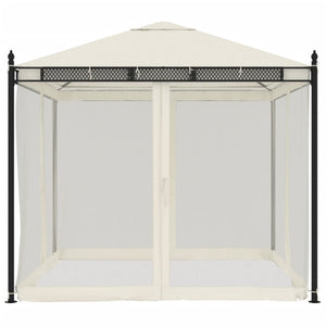 Creme Pavillon mit Netzwänden 2,93x2,93m