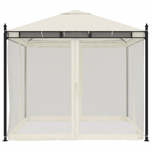 Creme Pavillon mit Netzwänden 2,93x2,93m