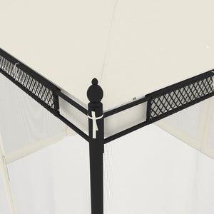 Creme Pavillon mit Netzwänden 2,93x2,93m