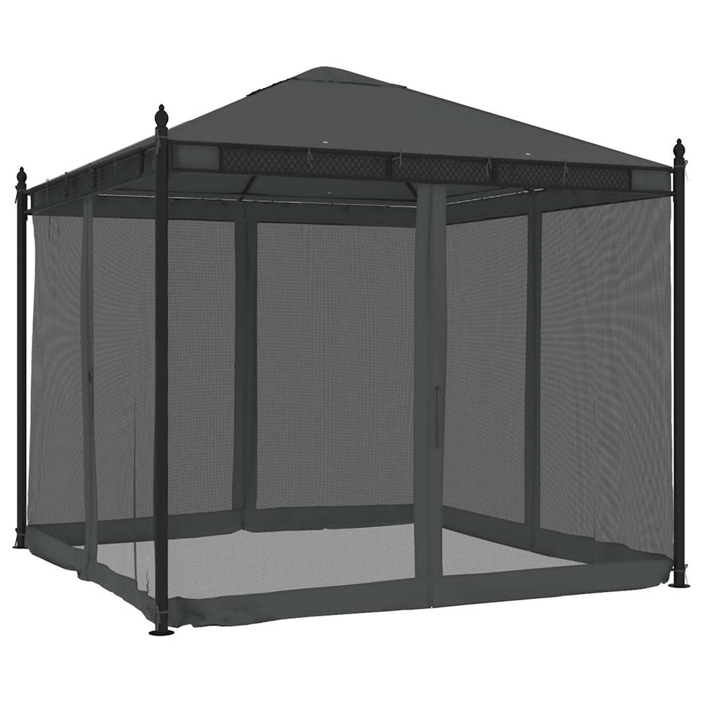 Pavillon mit Netz Anthrazit 2,93x2,93m