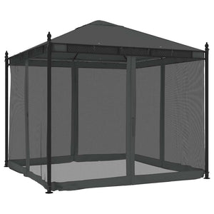 Pavillon mit Netz Anthrazit 2,93x2,93m