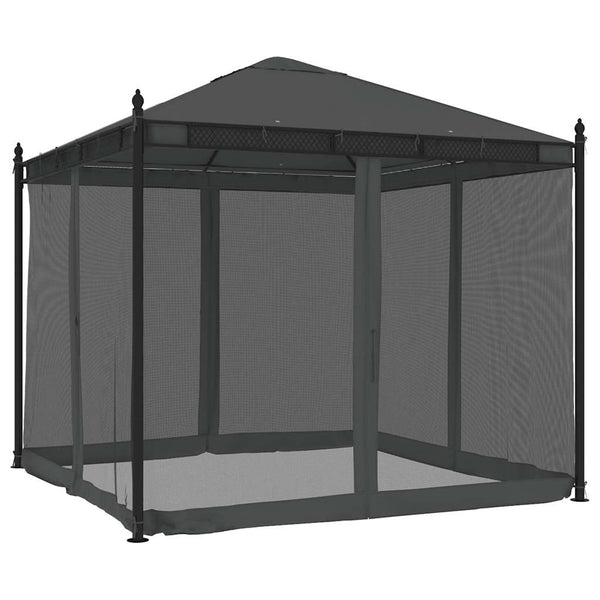 Pavillon mit Netz Anthrazit 2,93x2,93m