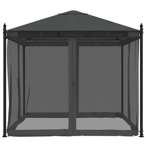 Pavillon mit Netz Anthrazit 2,93x2,93m