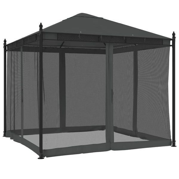 Pavillon mit Netz Anthrazit 2,93x2,93m