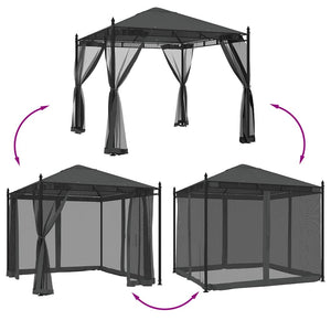 Pavillon mit Netz Anthrazit 2,93x2,93m
