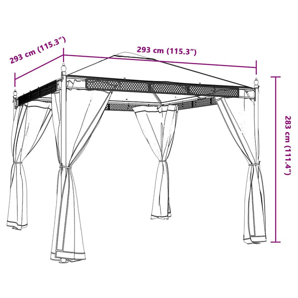 Pavillon mit Netz Anthrazit 2,93x2,93m