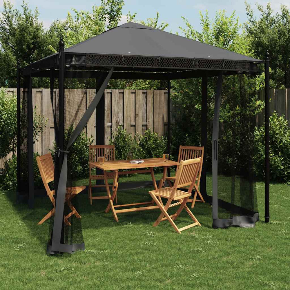 Pavillon mit Netz Anthrazit 2,93x2,93m