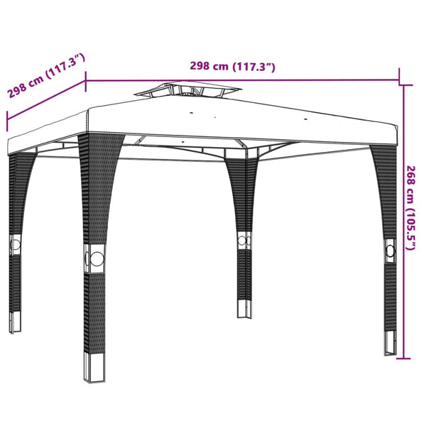 Pavillon mit Doppeldach Creme 2,98x2,98m