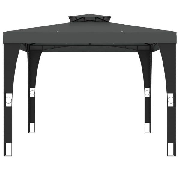 Anthrazit Pavillon 2,98x2,98m mit Doppeldach