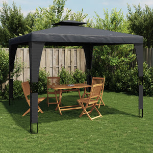 Anthrazit Pavillon 2,98x2,98m mit Doppeldach