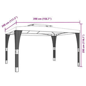 Creme Pavillon mit Doppeldach 3,98x2,98m