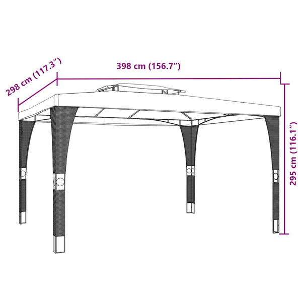 Creme Pavillon mit Doppeldach 3,98x2,98m