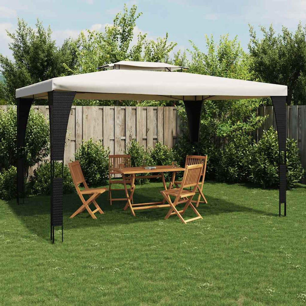 Creme Pavillon mit Doppeldach 3,98x2,98m