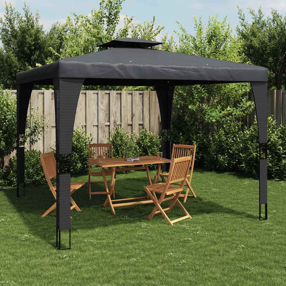 Anthrazit Pavillon mit Doppeldach 3,98x2,98m