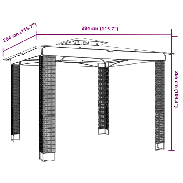 Pavillon mit Doppeldach Creme 2,94x2,94m
