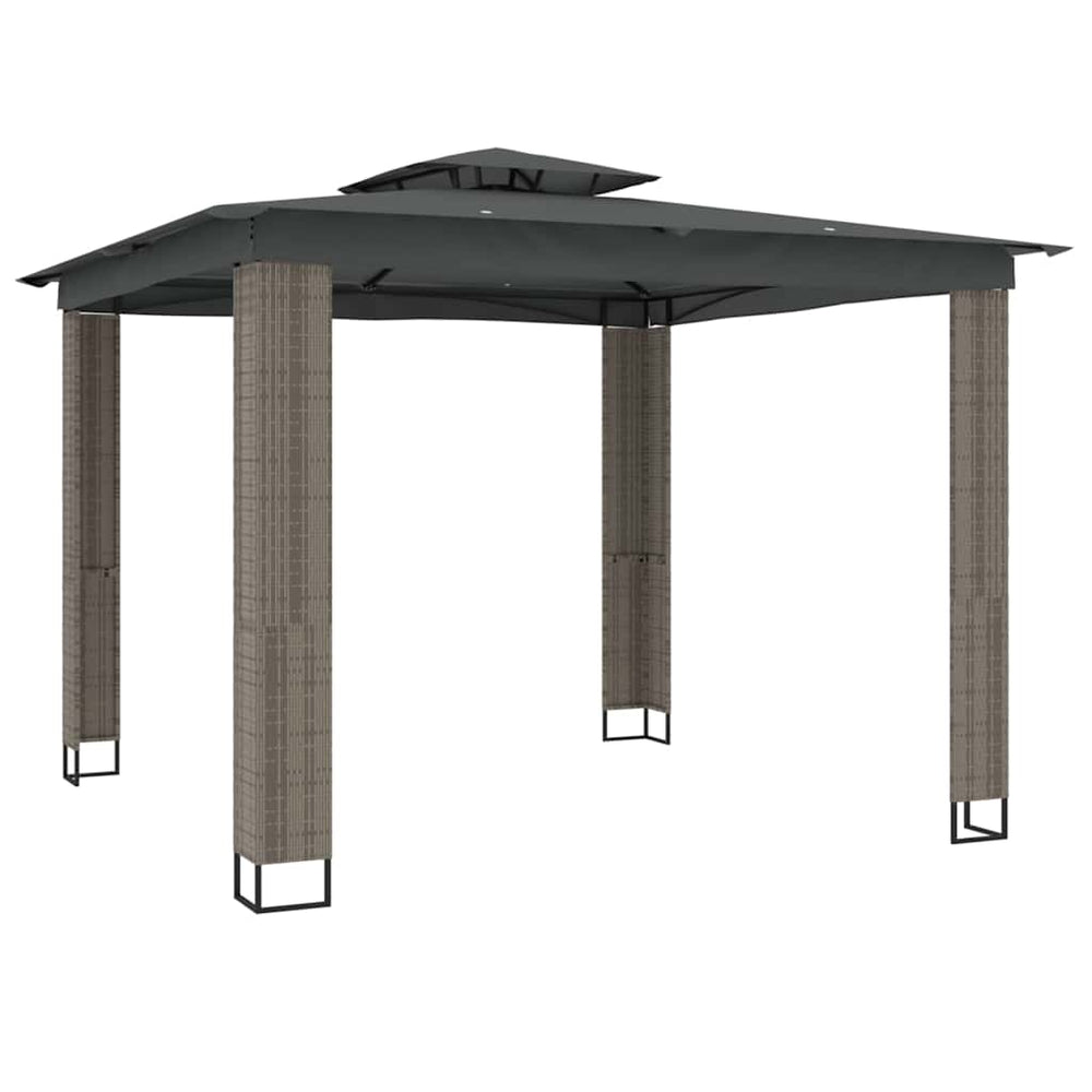 Anthrazit Pavillon mit Doppeldach 2,94x2,94 m