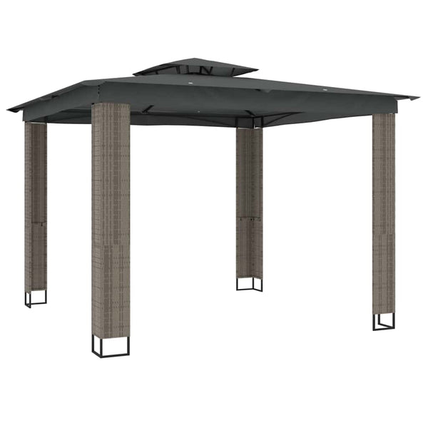 Anthrazit Pavillon mit Doppeldach 2,94x2,94 m