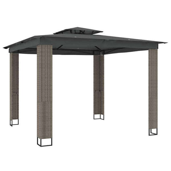 Anthrazit Pavillon mit Doppeldach 2,94x2,94 m