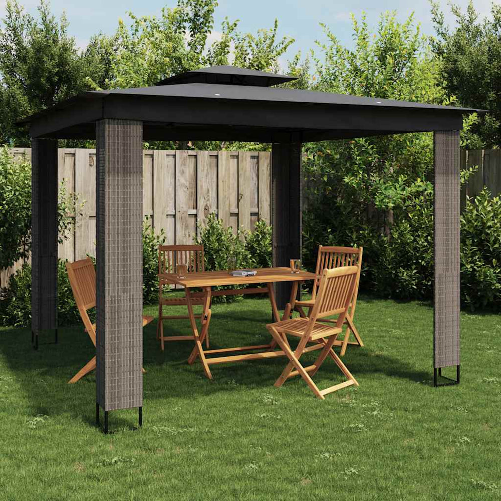 Anthrazit Pavillon mit Doppeldach 2,94x2,94 m