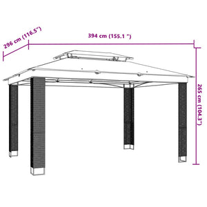 Pavillon mit Doppeldach Creme 3,94x2,96m
