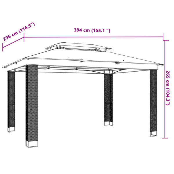 Pavillon mit Doppeldach Creme 3,94x2,96m