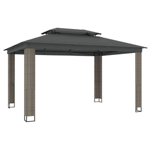 Anthrazit Pavillon mit Doppeldach 3,94x2,96m