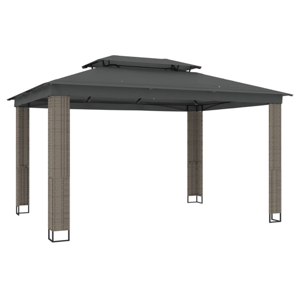 Anthrazit Pavillon mit Doppeldach 3,94x2,96m