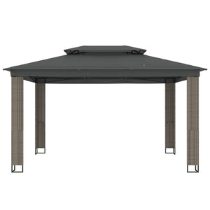 Anthrazit Pavillon mit Doppeldach 3,94x2,96m