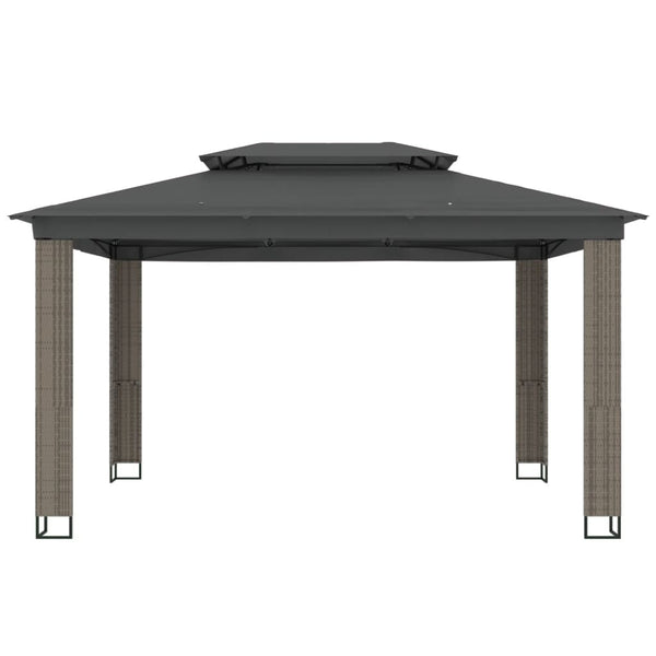 Anthrazit Pavillon mit Doppeldach 3,94x2,96m