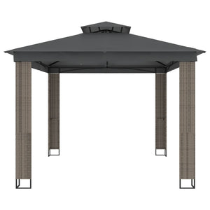 Anthrazit Pavillon mit Doppeldach 3,94x2,96m