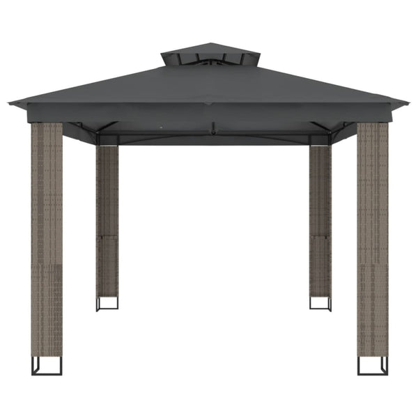Anthrazit Pavillon mit Doppeldach 3,94x2,96m