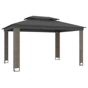 Anthrazit Pavillon mit Doppeldach 3,94x2,96m