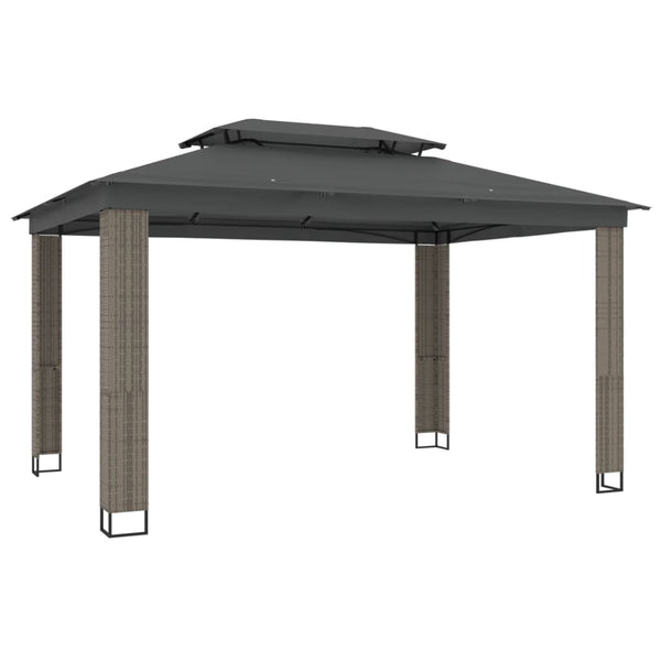 Anthrazit Pavillon mit Doppeldach 3,94x2,96m