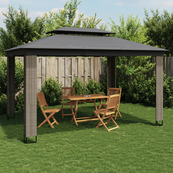 Anthrazit Pavillon mit Doppeldach 3,94x2,96m