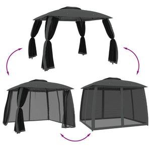 Pavillon mit Doppeldach Anthrazit 2,93x2,93m