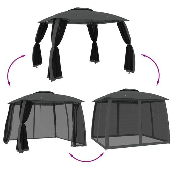 Pavillon mit Doppeldach Anthrazit 2,93x2,93m