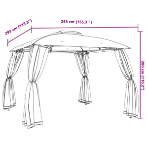 Pavillon mit Doppeldach Anthrazit 2,93x2,93m
