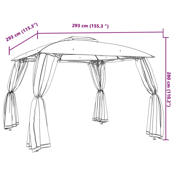 Pavillon mit Doppeldach Anthrazit 2,93x2,93m
