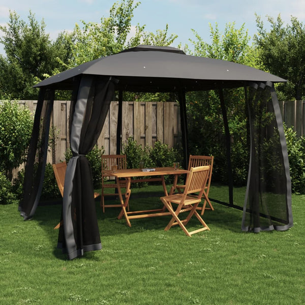 Pavillon mit Doppeldach Anthrazit 2,93x2,93m