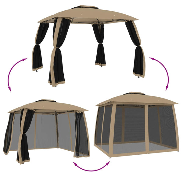 Pavillon mit Doppeldach Taupe 2,93x2,93 m