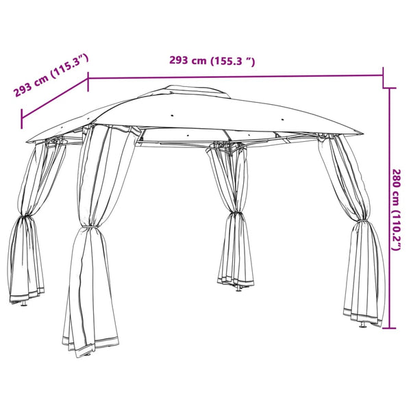 Pavillon mit Doppeldach Taupe 2,93x2,93 m