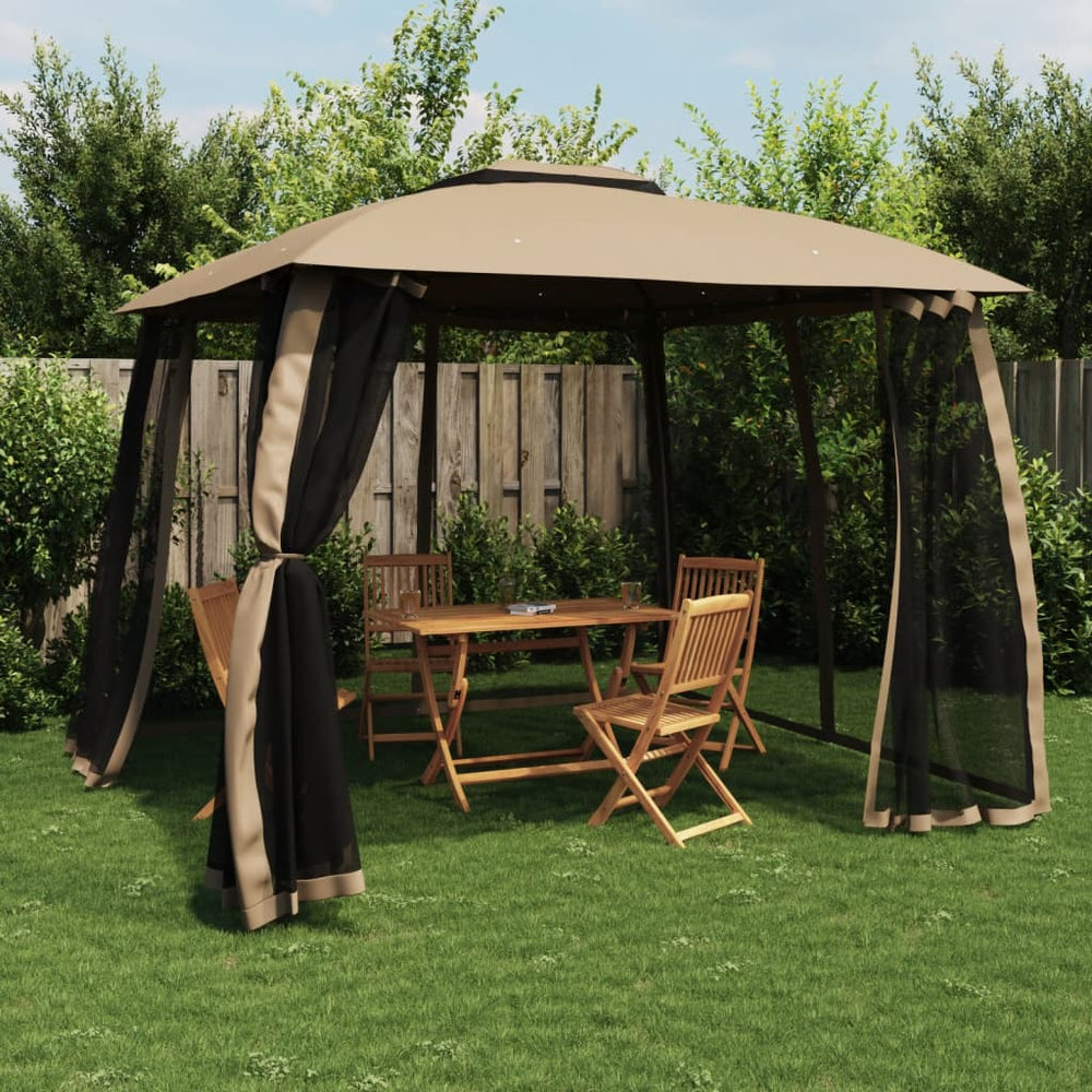 Pavillon mit Doppeldach Taupe 2,93x2,93 m