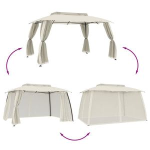 Pavillon mit Doppeldach Creme 3,93x2,93m