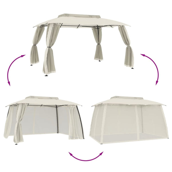 Pavillon mit Doppeldach Creme 3,93x2,93m