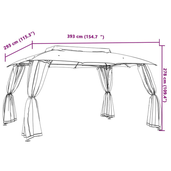 Pavillon mit Doppeldach Creme 3,93x2,93m