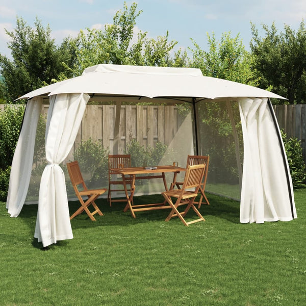 Pavillon mit Doppeldach Creme 3,93x2,93m