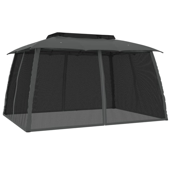 Pavillon Anthrazit mit Doppeldach 3,93x2,93m