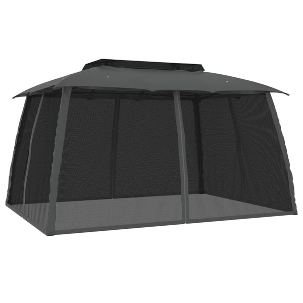 Pavillon Anthrazit mit Doppeldach 3,93x2,93m