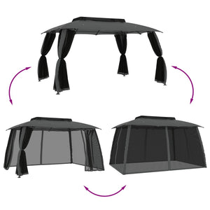 Pavillon Anthrazit mit Doppeldach 3,93x2,93m