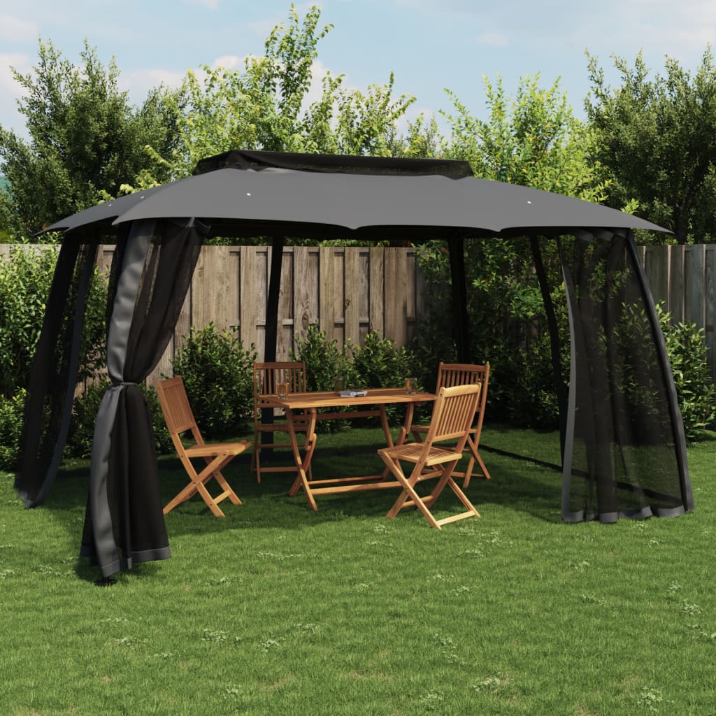 Pavillon Anthrazit mit Doppeldach 3,93x2,93m